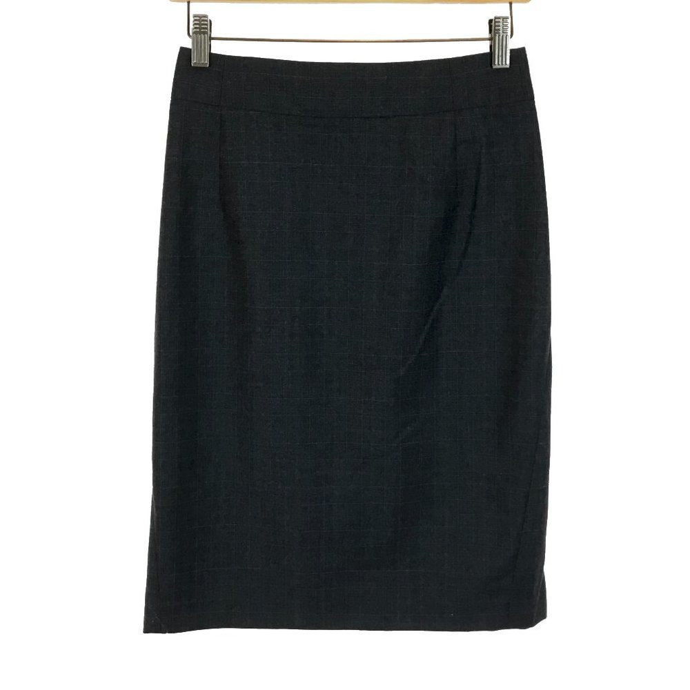 Womens Size 2 Theory Charcoal Gray Pure Wool Pinstripe Knee-Length Pencil Skirt